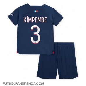Paris Saint-Germain Presnel Kimpembe #3 Primera Equipación Niños 2023-24 Manga Corta (+ Pantalones cortos)